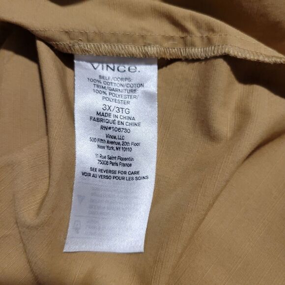 Vince Band-Collar Braided-Trim Button Front Puff Sleeve Shirt Mustard Size XXXL - Picture 5 of 8